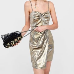 NWT, ZARA Strappy Golden Dress